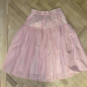 LoveShackFancy Pink Stripe MIDI Skirt